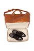 Reisetasche aus braunem Kalbsleder Innenansicht | Titus' Duffle